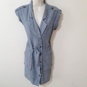 Madewell Chambray Cargo Button Down Dress  Small
